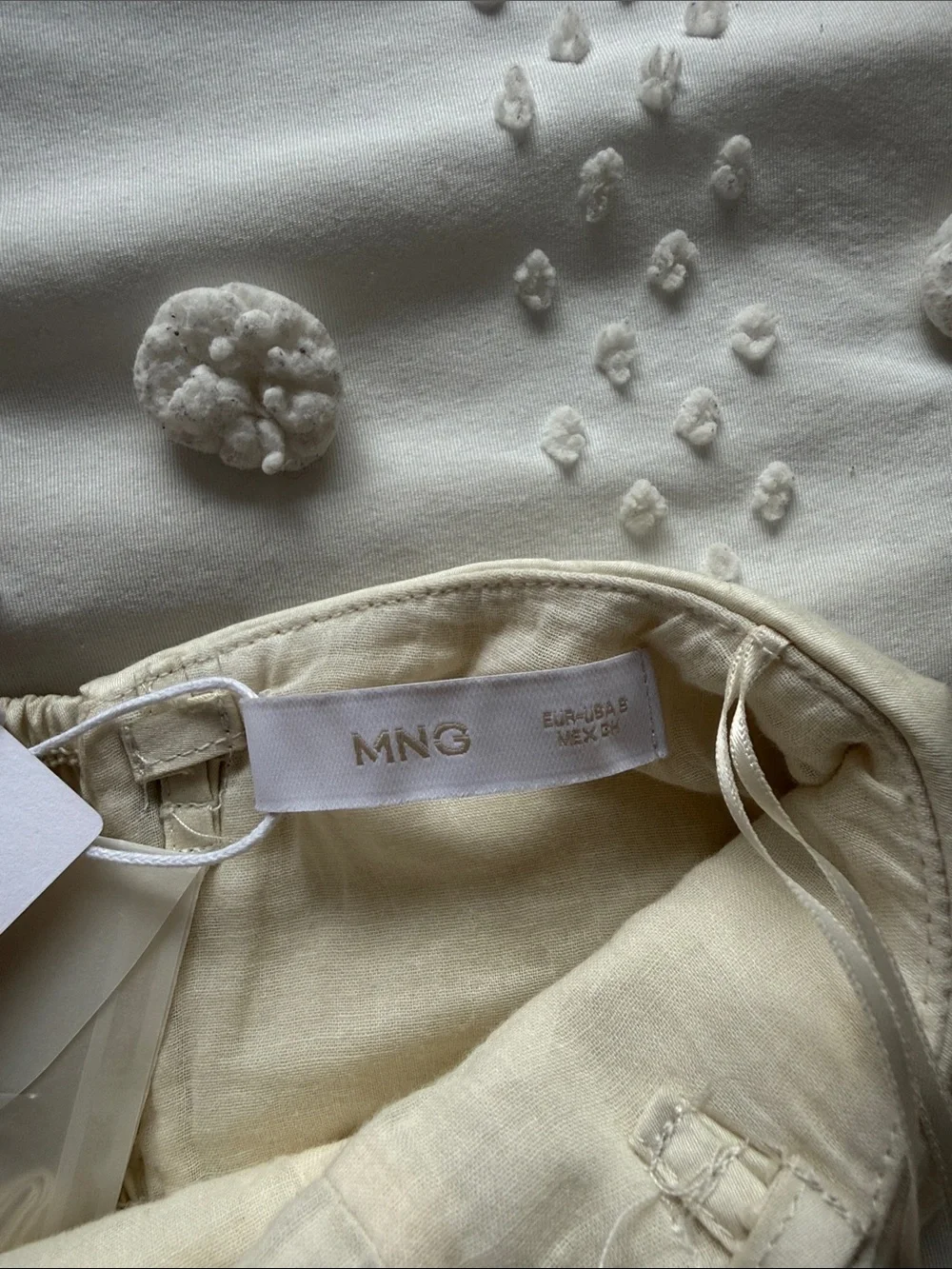 Mango Strapless Ruched Cream Top